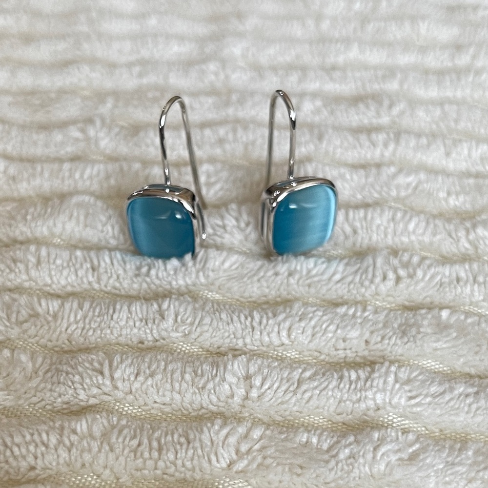 Lia Sophia blue stone silver earrings.